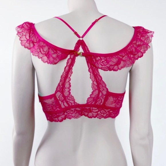 Honeydew Bright Pink Lace Bralette - Picture 3 of 7